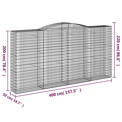 Cesti Gabbioni ad Arco 10 pz 400x50x200/220 cm Ferro Zincato