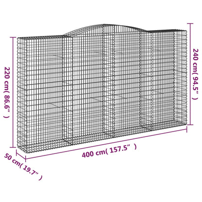 Cesti Gabbioni ad Arco 8 pz 400x50x220/240 cm Ferro Zincato
