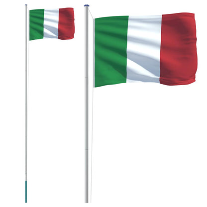 Asta e Bandiera Italia 6,08 m Alluminio | homemem39
