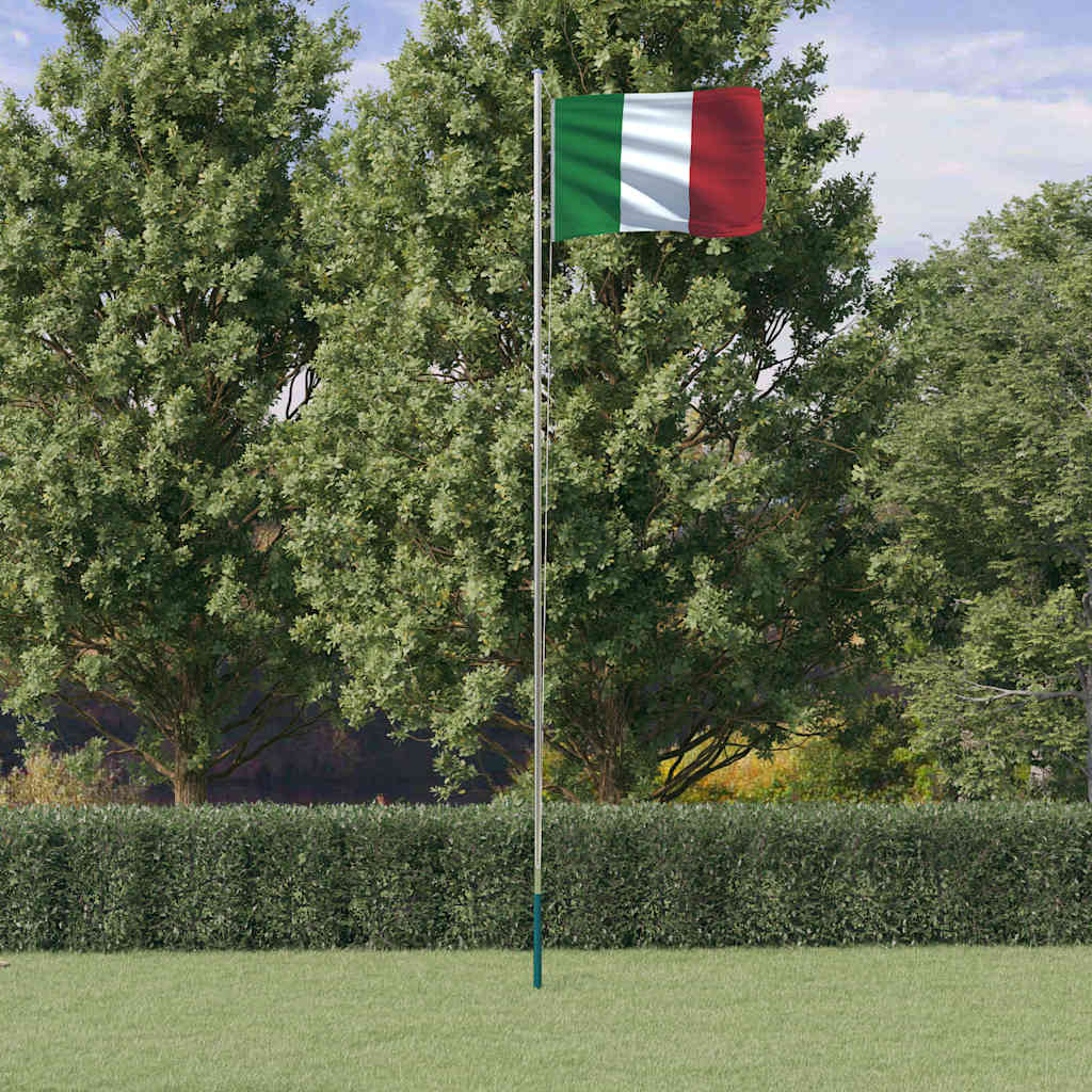 Asta e Bandiera Italia 6,08 m Alluminio | homemem39
