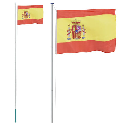 Asta e Bandiera Spagna 6,08 m Alluminio | homemem39
