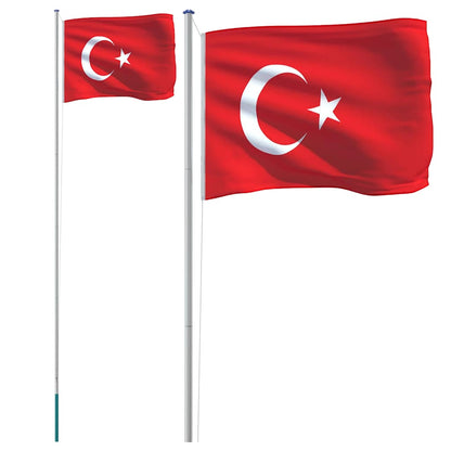 Asta e Bandiera Turchia 6,08 m Alluminio | homemem39
