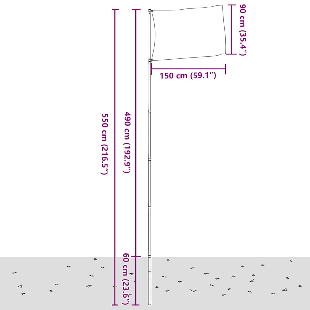 Asta e Bandiera Polonia 5,5 m Alluminio | homemem39