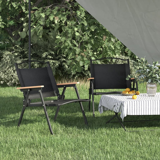 Sedie da Campeggio 2 pz Nere 54x43x59 cm Tessuto Oxford - homemem39