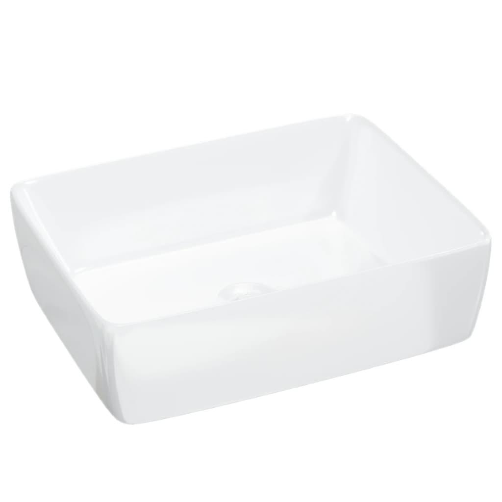 Lavandino Bianco 48x37x13 cm in Ceramica Rettangolare - homemem39
