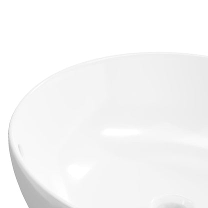 Lavandino Bianco 44x17 cm in Ceramica Rotondo - homemem39