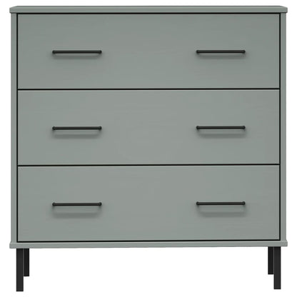 Credenza con 3 Cassetti Grigio 77x40x79,5cm Legno Massello OSLO - homemem39