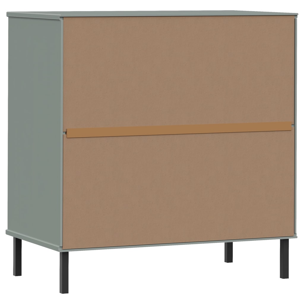 Credenza con 3 Cassetti Grigio 77x40x79,5cm Legno Massello OSLO - homemem39