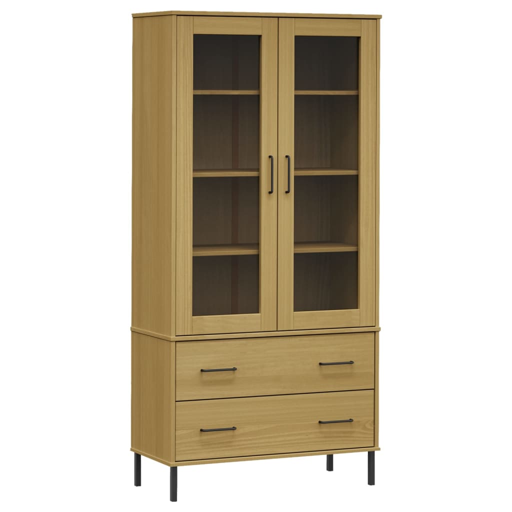 Libreria con Gambe Metallo Marrone 85x35x172,5 cm Massello OSLO | homemem39