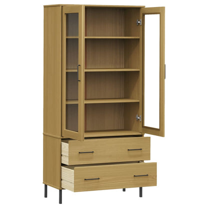 Libreria con Gambe Metallo Marrone 85x35x172,5 cm Massello OSLO | homemem39