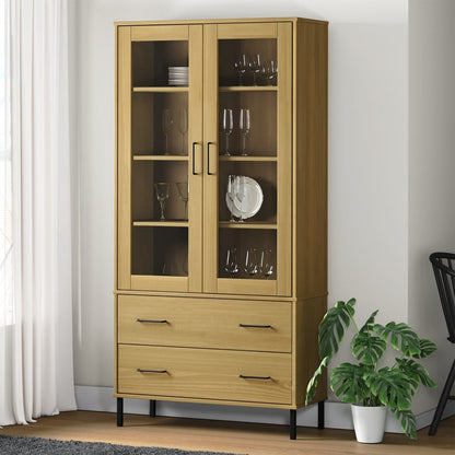 Libreria con Gambe Metallo Marrone 85x35x172,5 cm Massello OSLO | homemem39