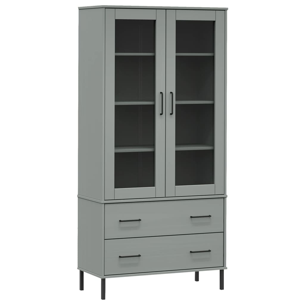 Libreria Gambe Metallo Grigio 85x35x172,5cm Legno Massello OSLO | homemem39