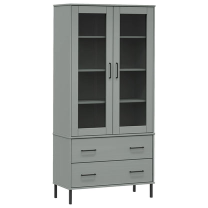 Libreria Gambe Metallo Grigio 85x35x172,5cm Legno Massello OSLO | homemem39