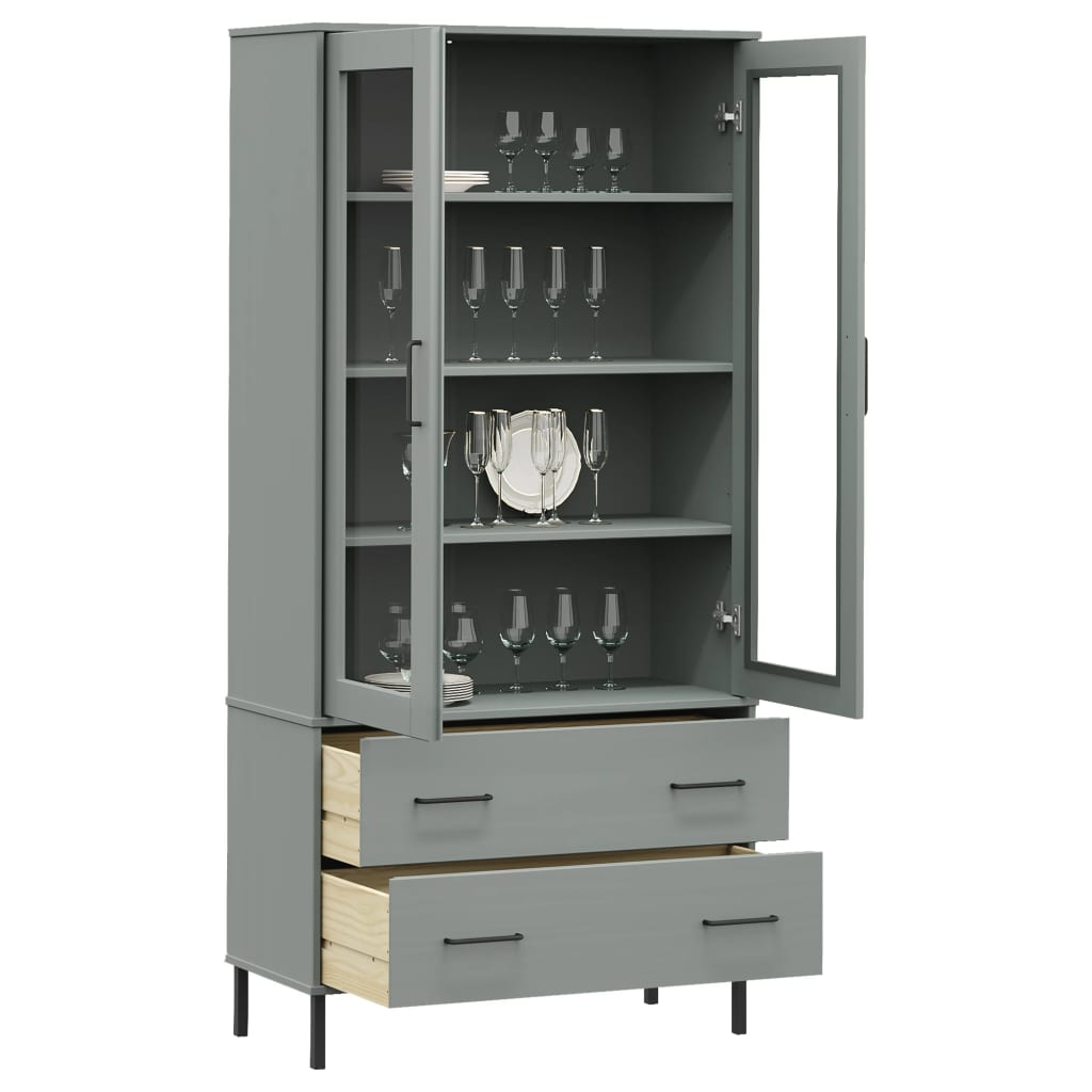 Libreria Gambe Metallo Grigio 85x35x172,5cm Legno Massello OSLO | homemem39