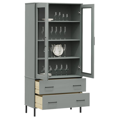 Libreria Gambe Metallo Grigio 85x35x172,5cm Legno Massello OSLO | homemem39
