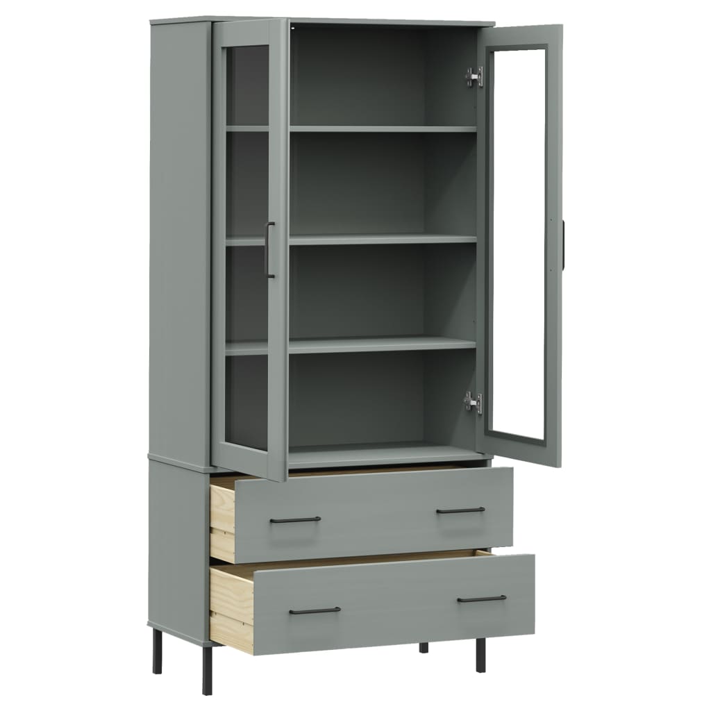 Libreria Gambe Metallo Grigio 85x35x172,5cm Legno Massello OSLO | homemem39