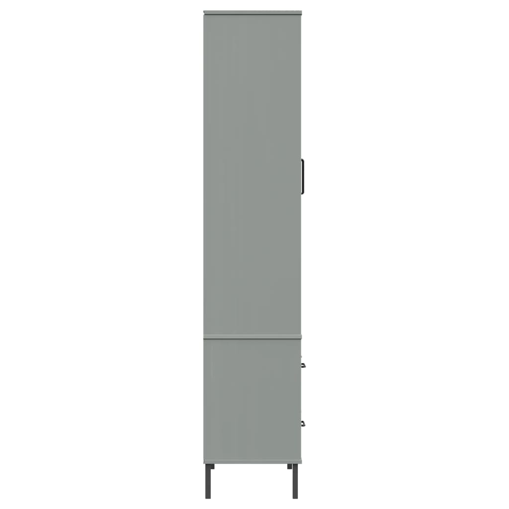 Libreria Gambe Metallo Grigio 85x35x172,5cm Legno Massello OSLO | homemem39