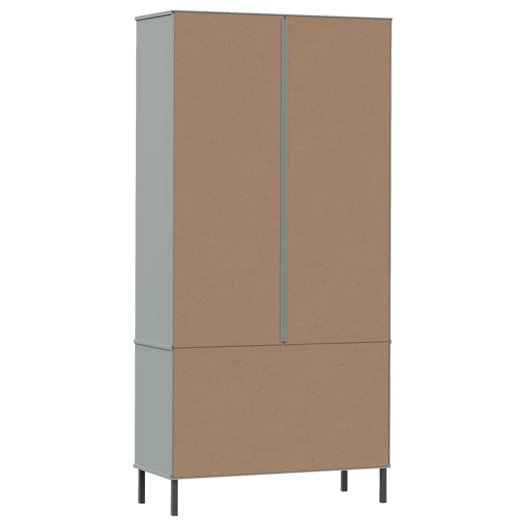 Libreria Gambe Metallo Grigio 85x35x172,5cm Legno Massello OSLO | homemem39