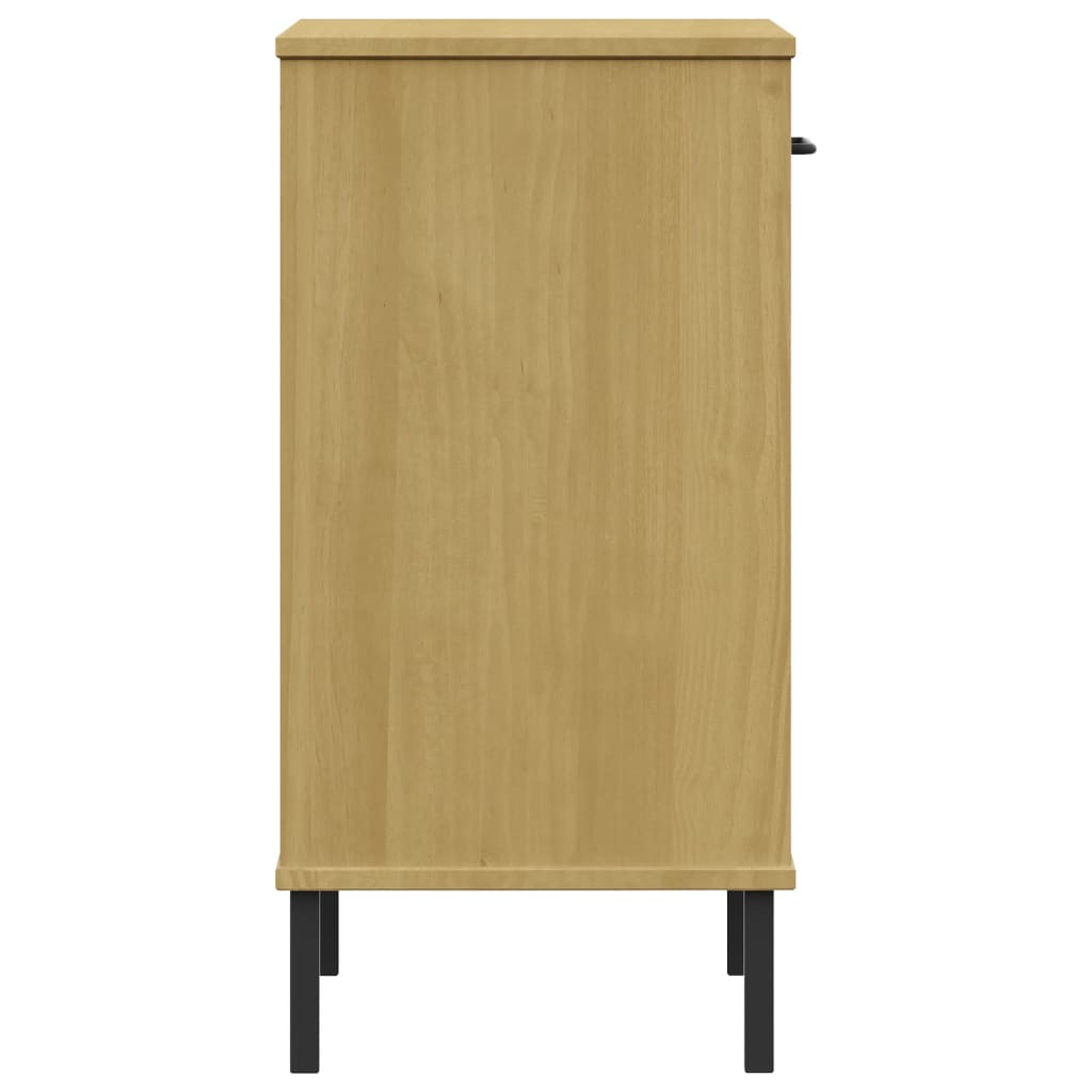 Mobile Consolle Gambe Metallo Marrone Legno Massello Pino OSLO - homemem39
