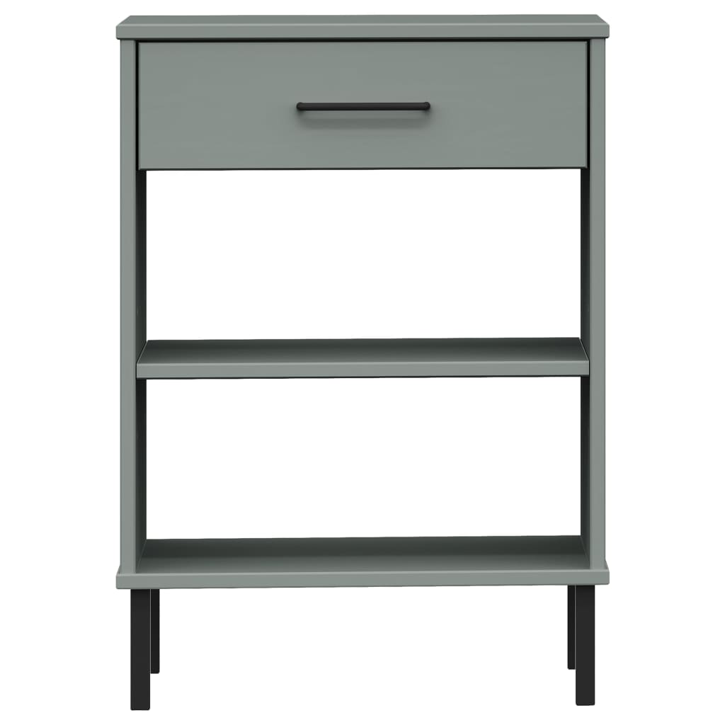 Mobile Consolle Gambe Metallo Grigio Legno Massello Pino OSLO