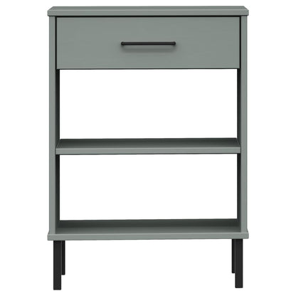 Mobile Consolle Gambe Metallo Grigio Legno Massello Pino OSLO