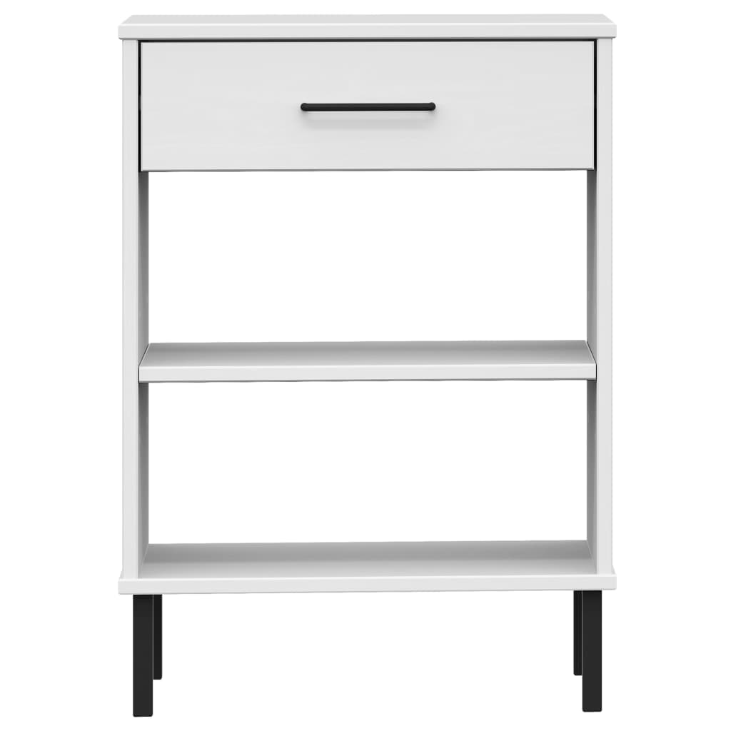 Mobile Consolle Gambe Metallo Bianco Legno Massello Pino OSLO