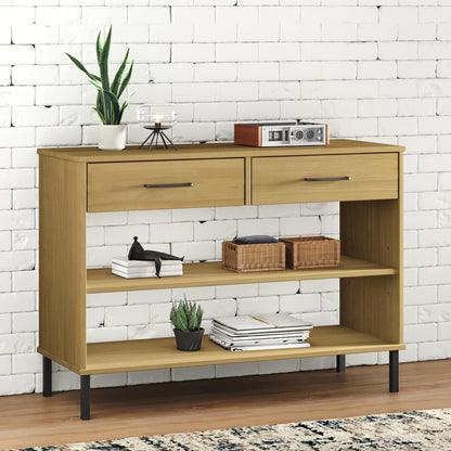Mobile Consolle Gambe Metallo Marrone Legno Massello Pino OSLO | homemem39