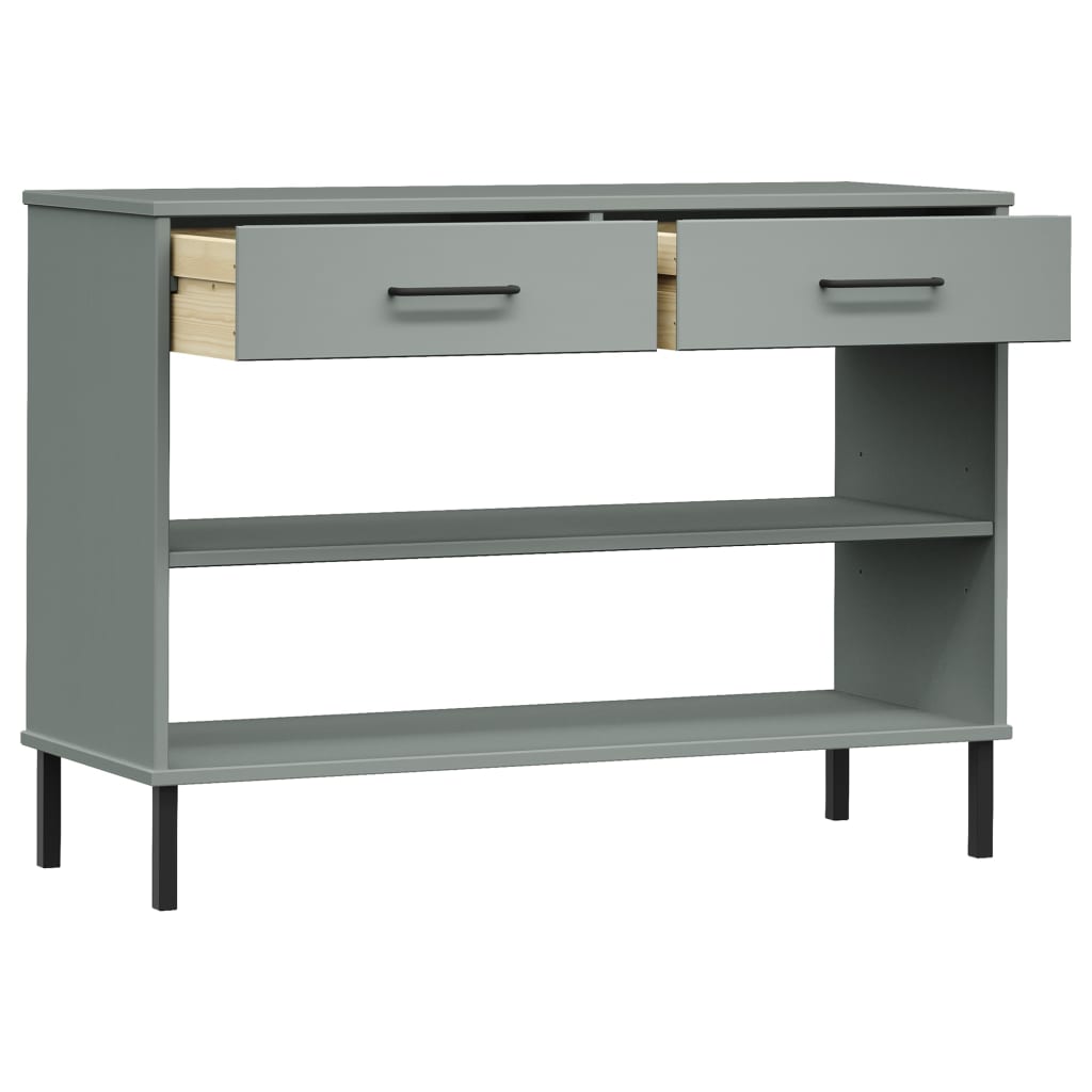 Mobile Consolle Gambe Metallo Grigio Legno Massello Pino OSLO | homemem39