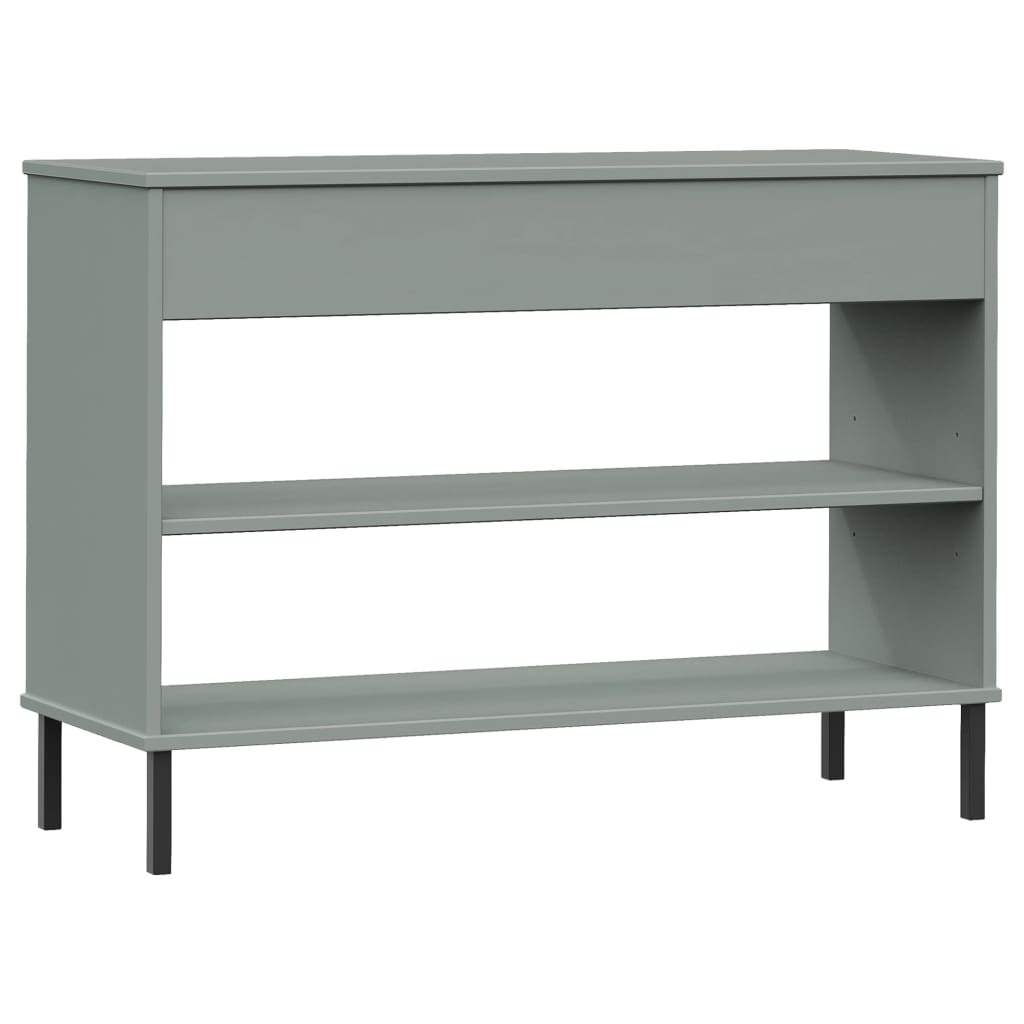 Mobile Consolle Gambe Metallo Grigio Legno Massello Pino OSLO | homemem39
