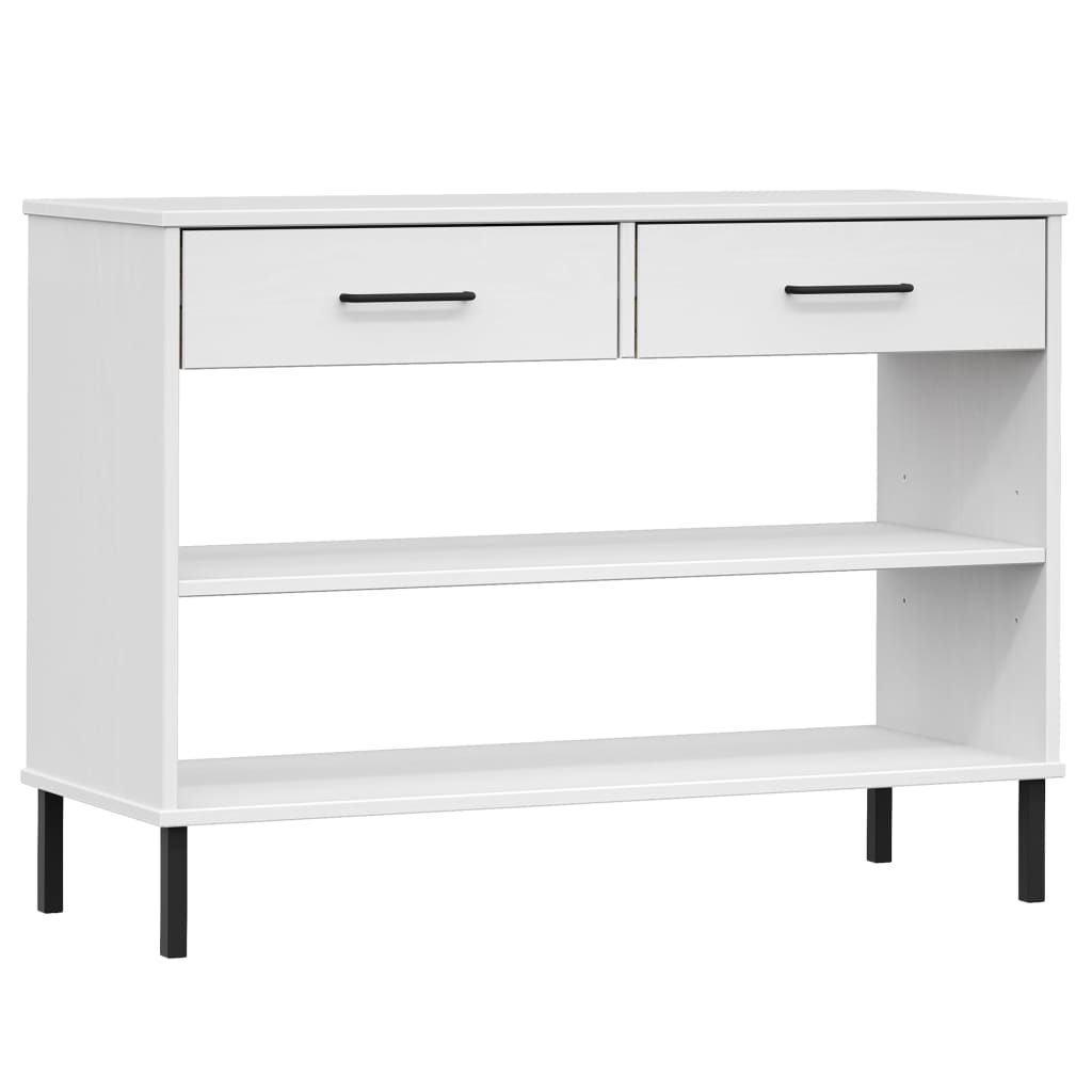Mobile Consolle Gambe Metallo Bianco Legno Massello Pino OSLO | homemem39