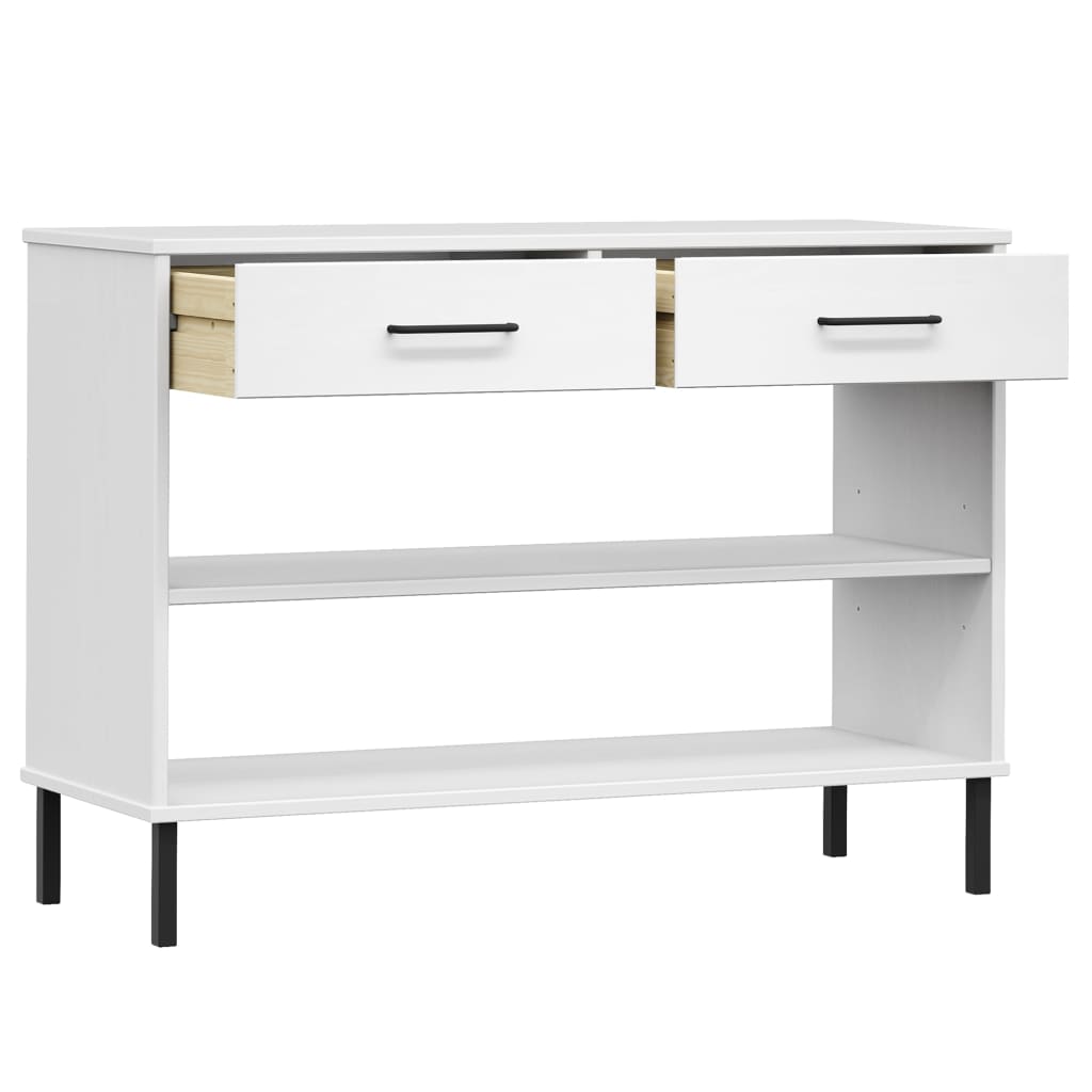 Mobile Consolle Gambe Metallo Bianco Legno Massello Pino OSLO | homemem39