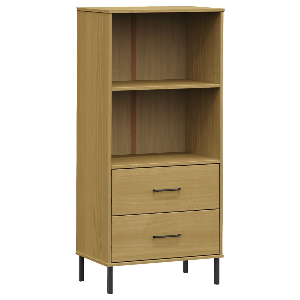 Libreria 2 Cassetti Marrone 60x35x128,5 cm Legno Massello OSLO | homemem39