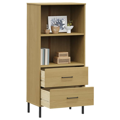 Libreria 2 Cassetti Marrone 60x35x128,5 cm Legno Massello OSLO | homemem39