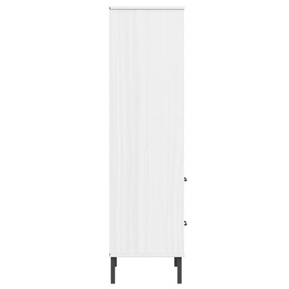 Libreria 2 Cassetti Bianco 60x35x128,5 cm Legno Massello OSLO | homemem39