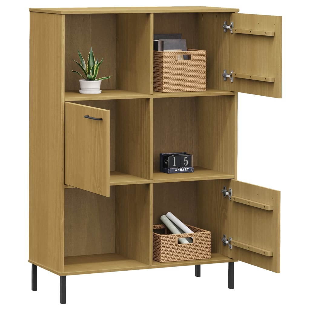 Libreria con Gambe Metallo Marrone Massello OSLO