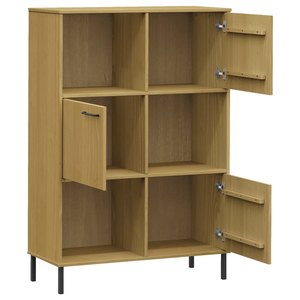 Libreria con Gambe Metallo Marrone 90x35x128,5 cm Massello OSLO | homemem39