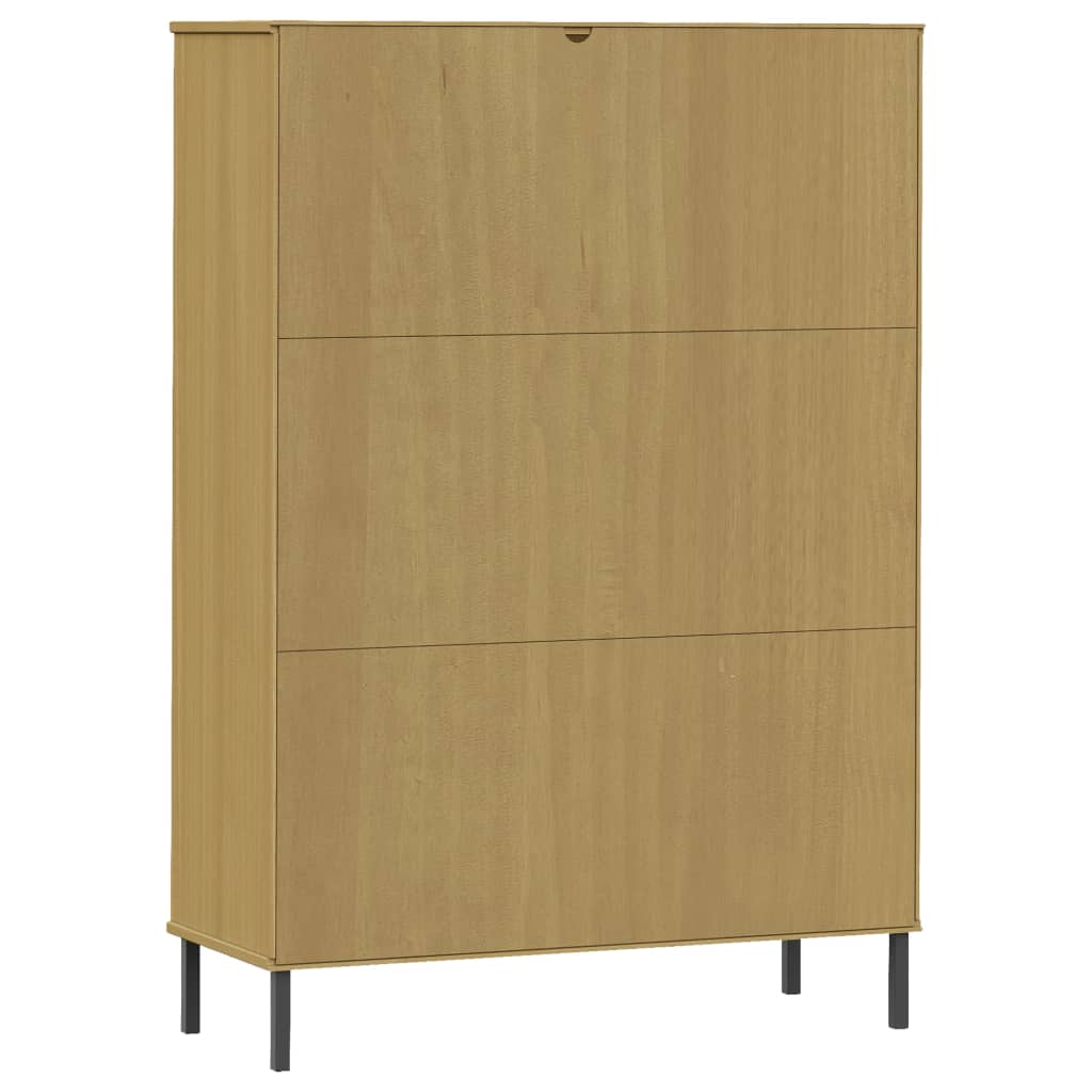 Libreria con Gambe Metallo Marrone 90x35x128,5 cm Massello OSLO | homemem39