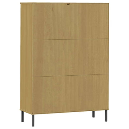 Libreria con Gambe Metallo Marrone 90x35x128,5 cm Massello OSLO | homemem39