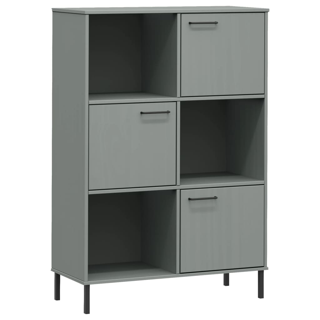 Libreria con Gambe Metallo Grigio 90x35x128,5 cm Massello OSLO | homemem39