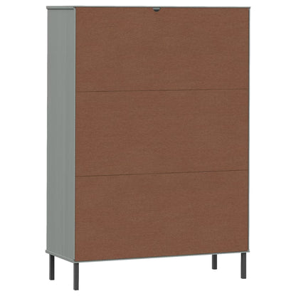 Libreria con Gambe Metallo Grigio 90x35x128,5 cm Massello OSLO | homemem39
