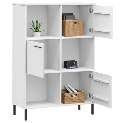Libreria Gambe Metallo Bianco 90x35x128,5cm Legno Massello OSLO | homemem39