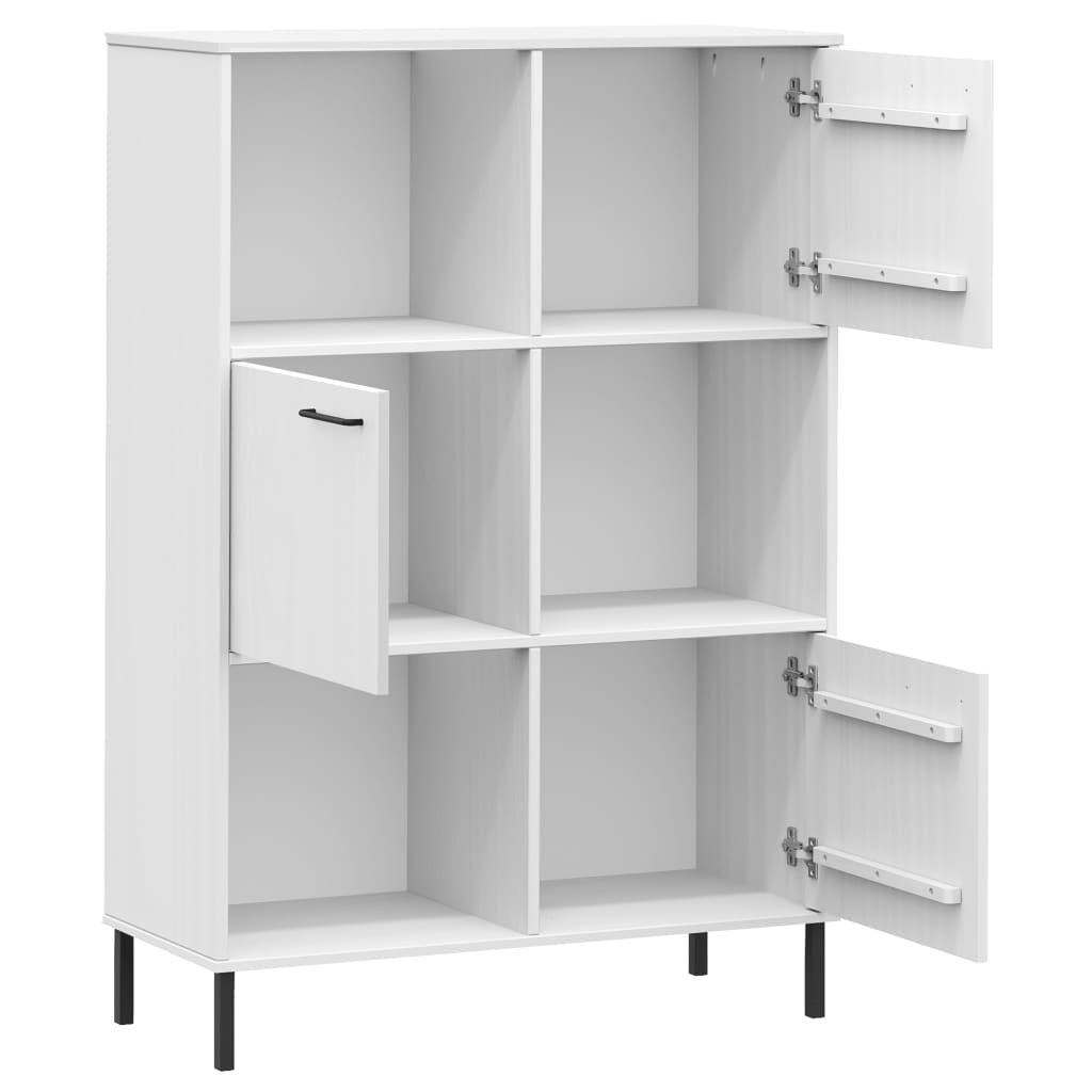 Libreria Gambe Metallo Bianco 90x35x128,5cm Legno Massello OSLO | homemem39