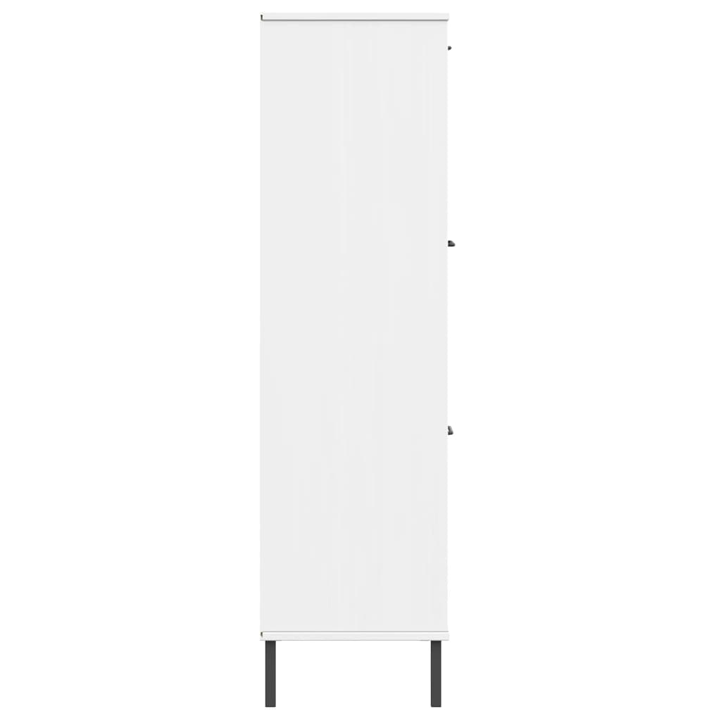 Libreria Gambe Metallo Bianco 90x35x128,5cm Legno Massello OSLO | homemem39