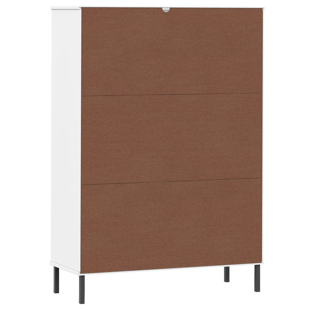 Libreria Gambe Metallo Bianco 90x35x128,5cm Legno Massello OSLO | homemem39