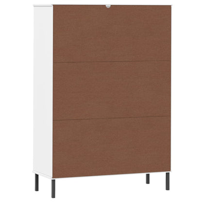 Libreria Gambe Metallo Bianco 90x35x128,5cm Legno Massello OSLO | homemem39