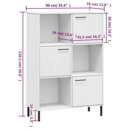 Libreria Gambe Metallo Bianco 90x35x128,5cm Legno Massello OSLO | homemem39
