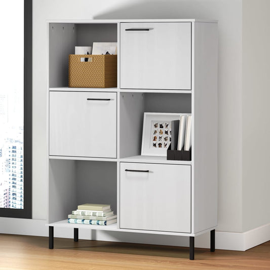 Libreria Gambe Metallo Bianco 90x35x128,5cm Legno Massello OSLO | homemem39