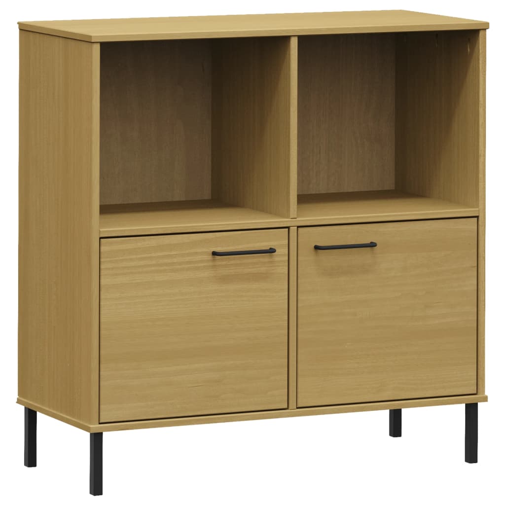 Libreria con Gambe Metallo Marrone 90x35x90,5 cm Massello OSLO | homemem39