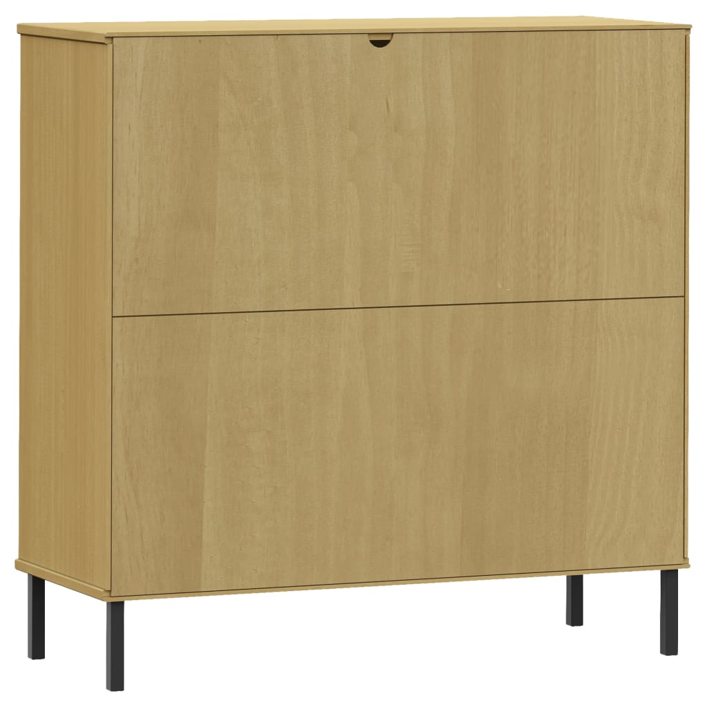 Libreria con Gambe Metallo Marrone 90x35x90,5 cm Massello OSLO | homemem39