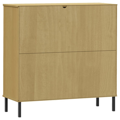 Libreria con Gambe Metallo Marrone 90x35x90,5 cm Massello OSLO | homemem39